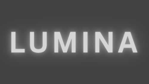 Neon sign with the word 'LUMINA' on a dark background